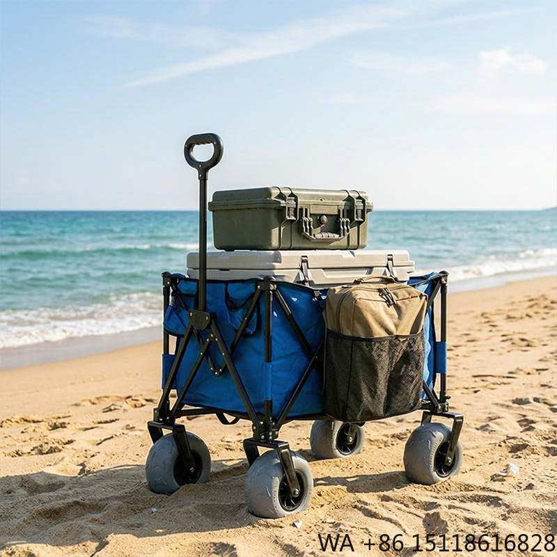 Camp Table Folding - Opvouwbare metalen strandwagen met snel los