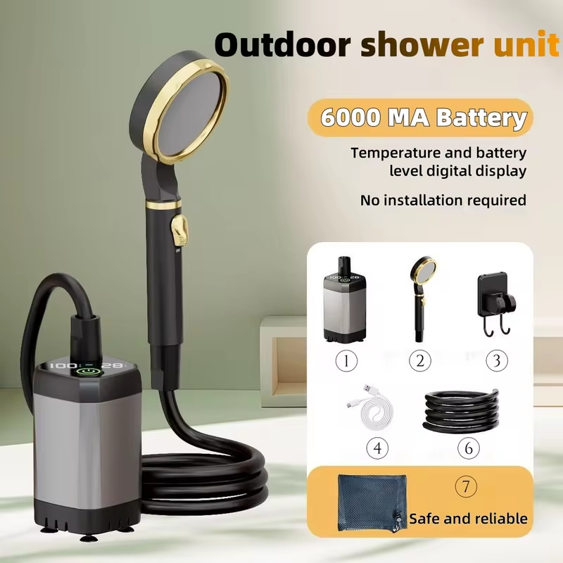 Outdoor Camping Showers - Draagbare elektrische buitendouche, kampeerdoucheset, lange batterijduur,