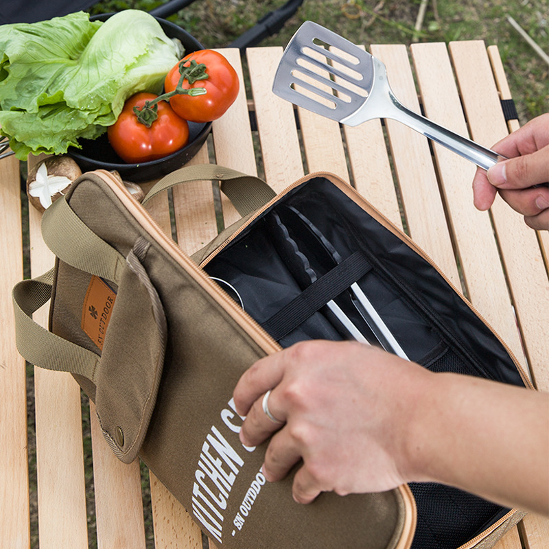 Outdoor Camping Uk - 8-delige campingkeukenset met draagtas, outdoor reisbestek