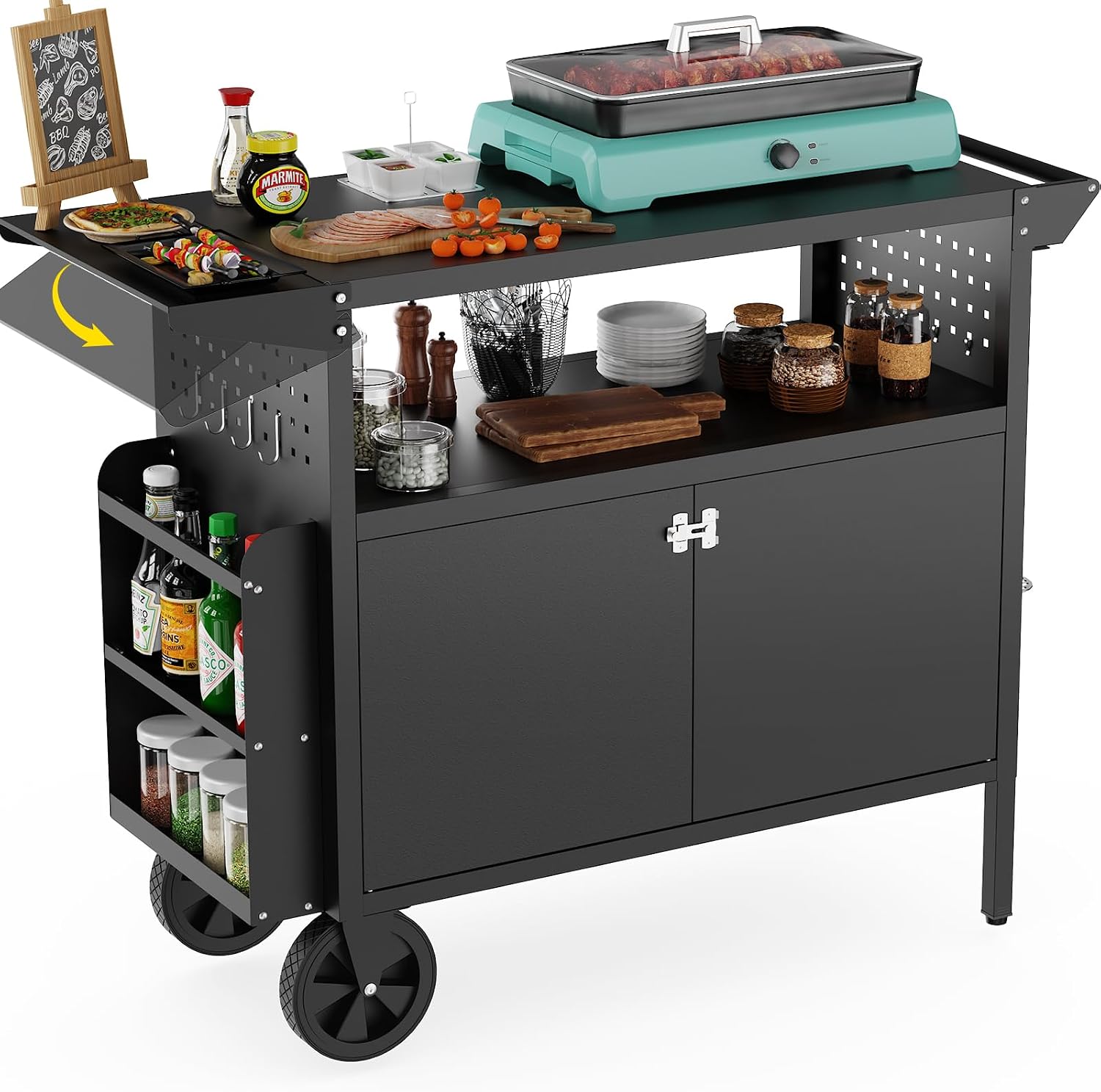Outdoor Camping Kitchen - Buitenkeuken op wielen met opbergruimte, opklapbaar