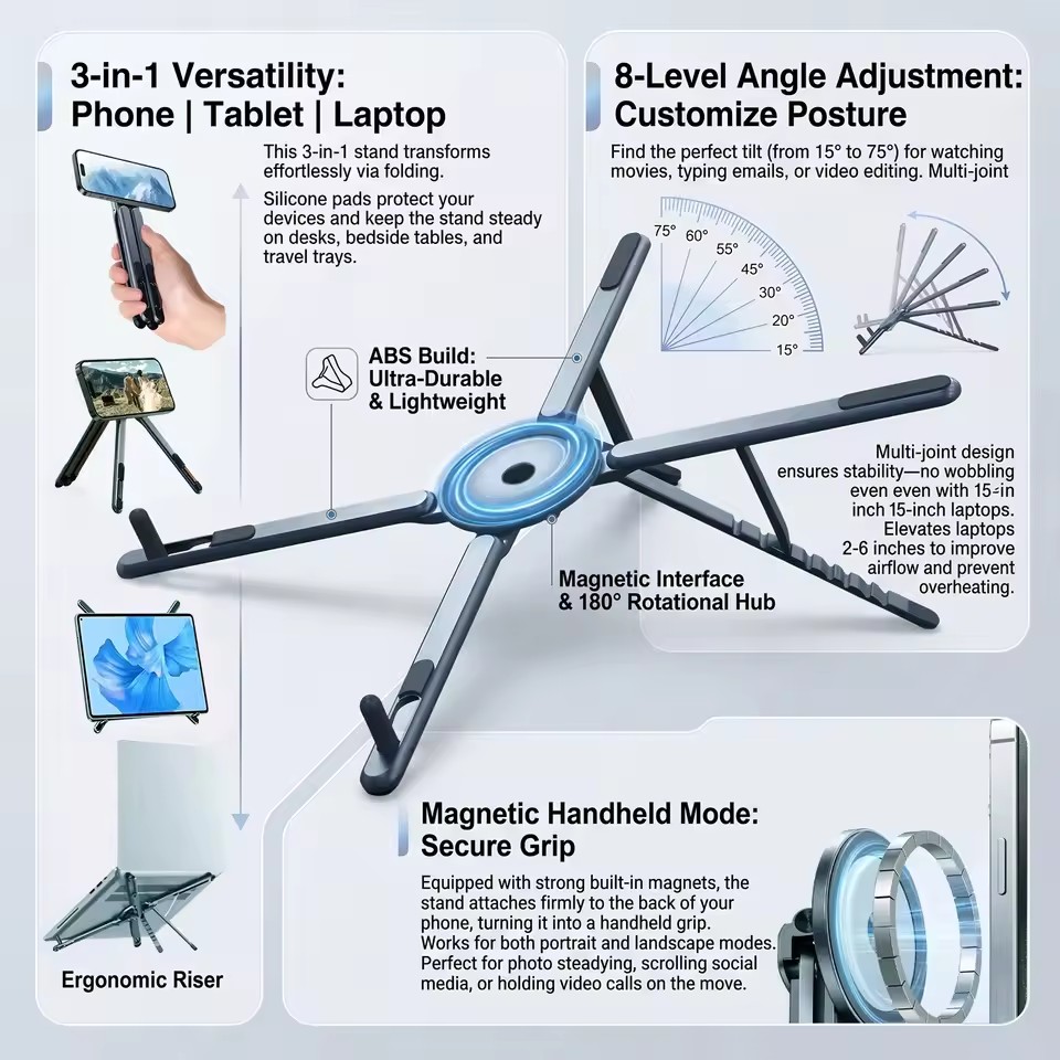 Camp Table Folding - Draagbare magnetische telefoonhouder & selfie stick