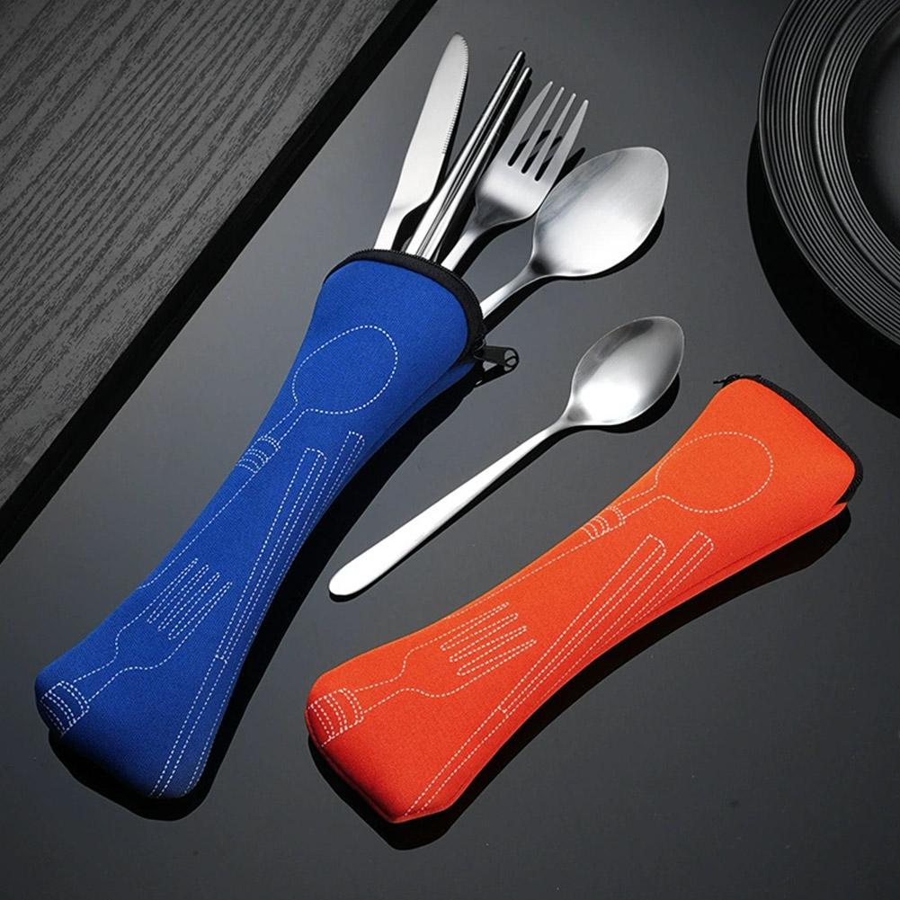 Outdoor Camping Dining Set - Picknickset Serviesgoed Wasbaar met ritssluiting Reisbestekset