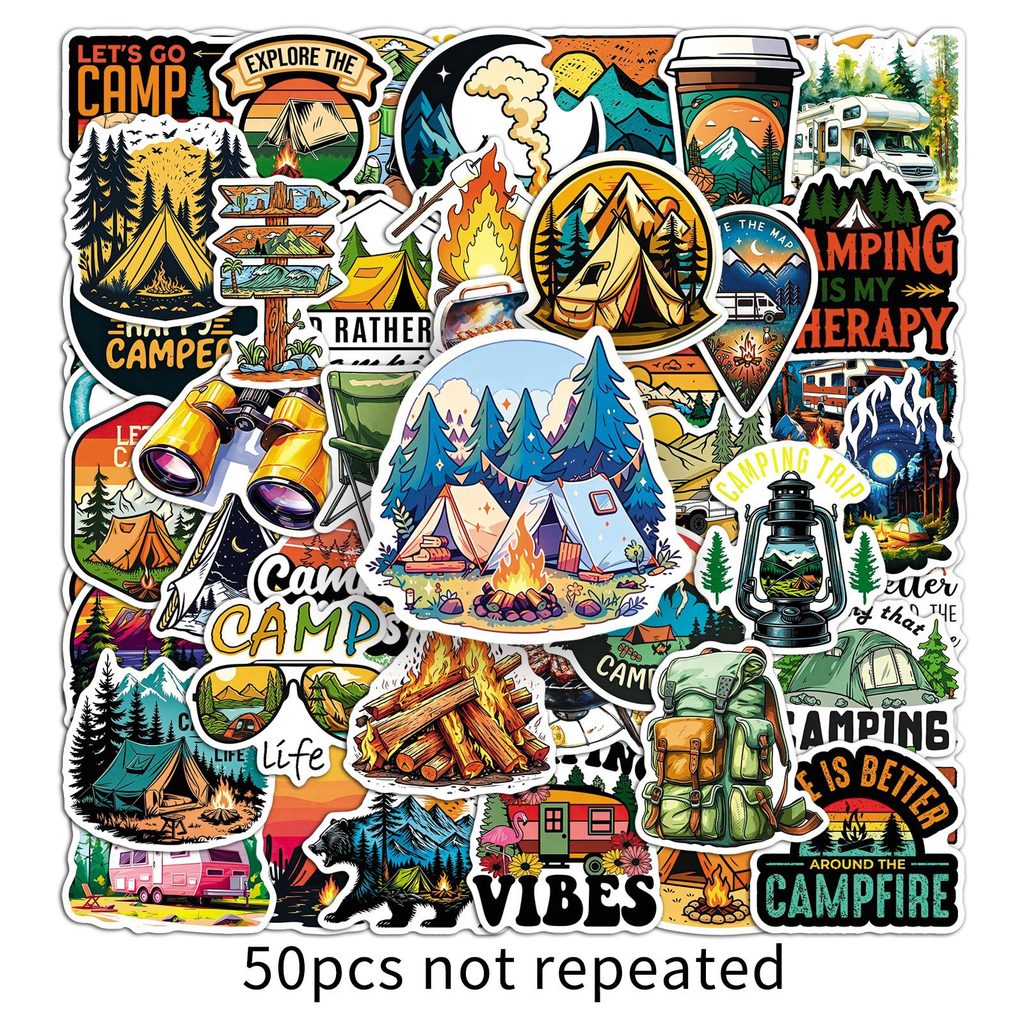 Outdoor Camping Store - 50 vellen trendy campingtent waterdichte sticker