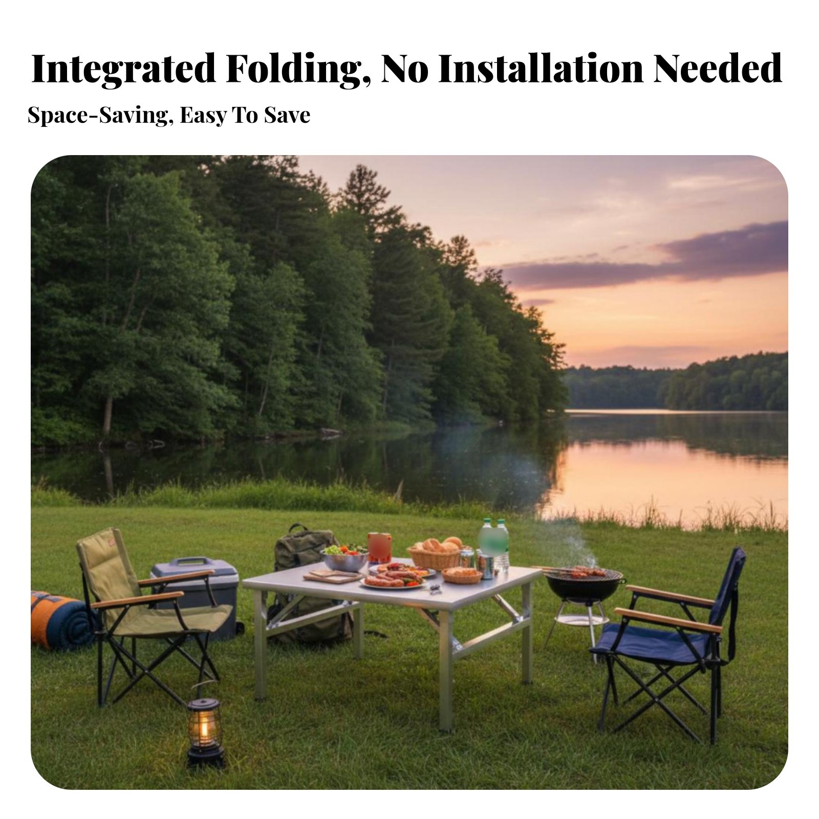 Camp Table Folding - Opvouwbare grilltafel met roestvrijstalen blad, opvouwbaar