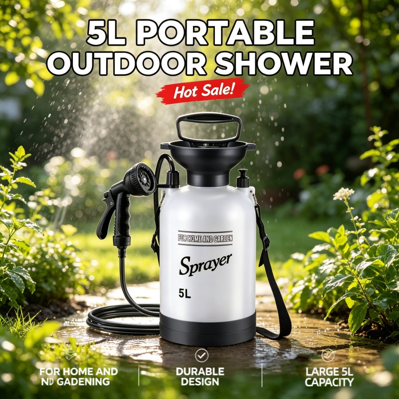 Outdoor Camping Bathroom - 5L Draagbare Campingdouche Handmatige Drukspuitfles met