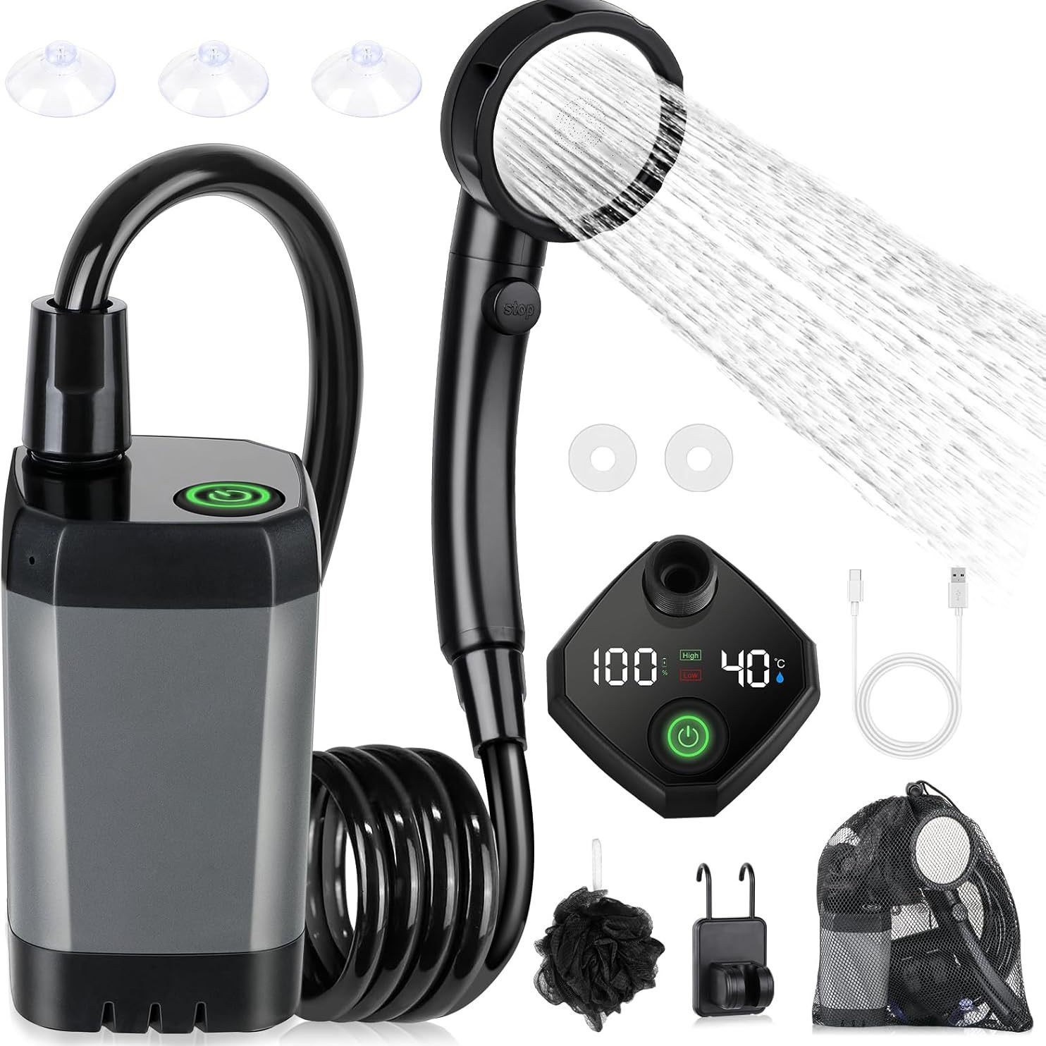 Draagbare zelf-aanzuigende ele - Outdoor Camping Showers recensie en prijs