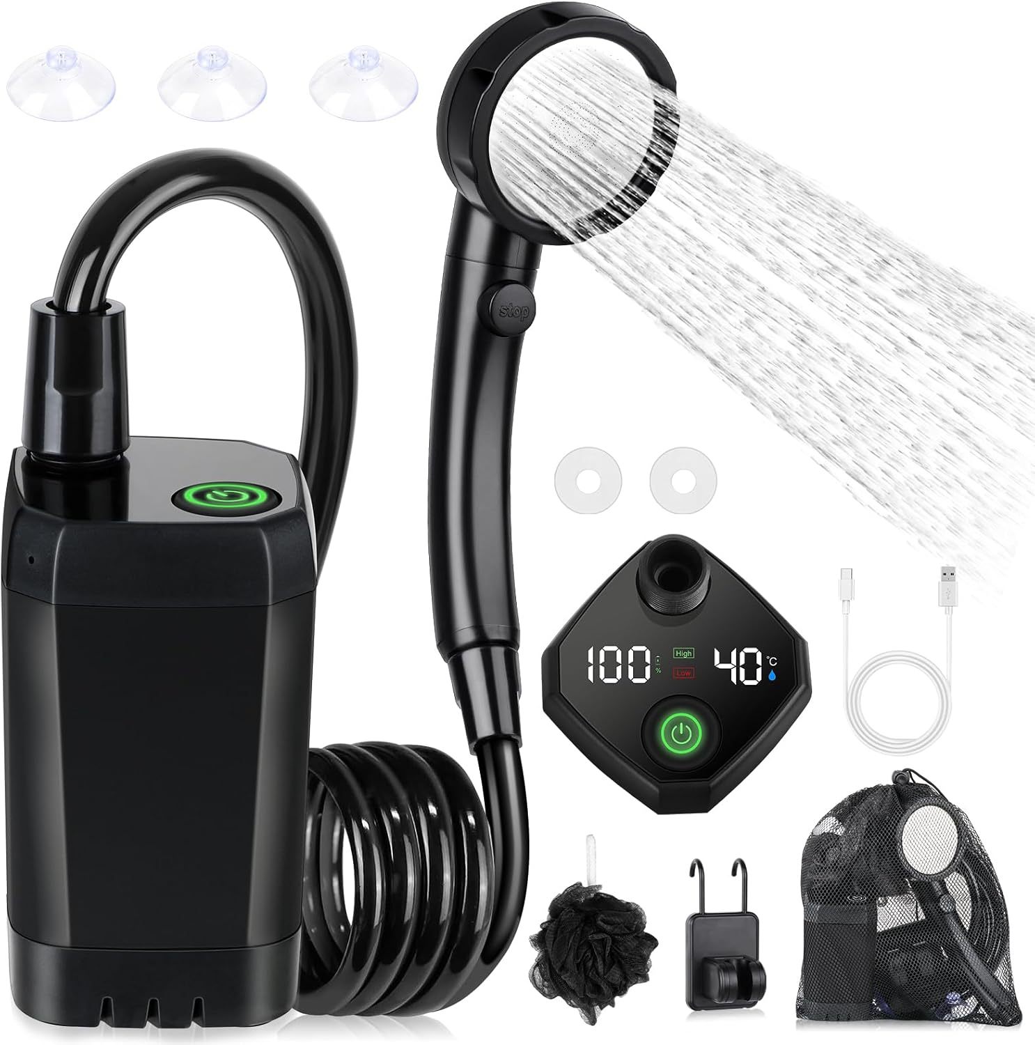 Draagbare zelf-aanzuigende ele - Outdoor Camping Showers recensie en prijs